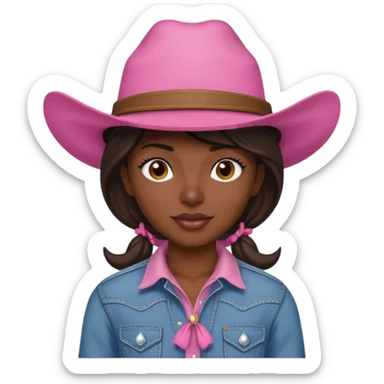 dark skin cowgirl with pink hat sticker