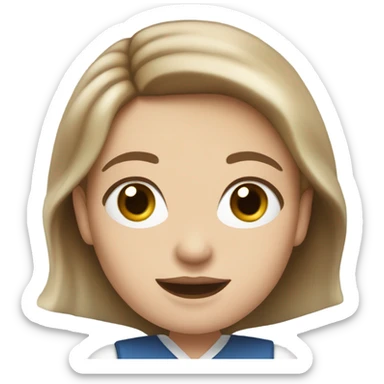 White girl Brown hair blue eyes eating Tofu salad sticker