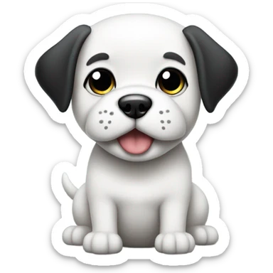 emoji de whatsapp de un perro blanco y negro en 2d sticker