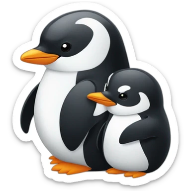 penguin and penguin love sticker