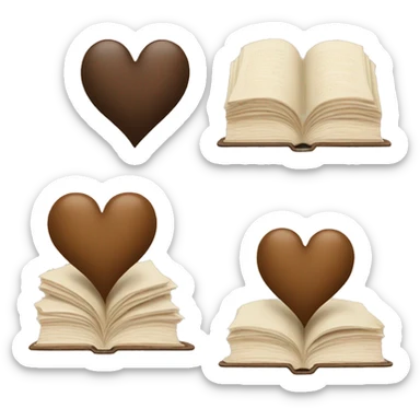 beige books and brown heart sticker