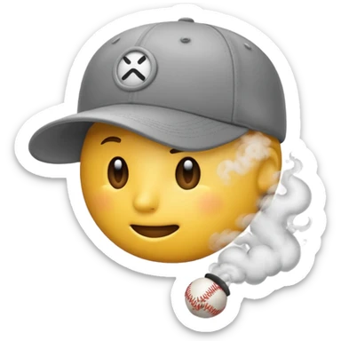 emoji with baseball cap, exhaling smoke sticker