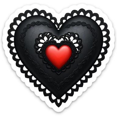 goth heart with a black lace heart border sticker