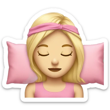 A blonde girl sleeping and wearing a pink sleep mask  sticker
