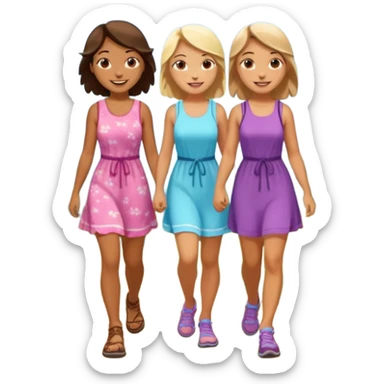 two girls hiking together in dresses sticker