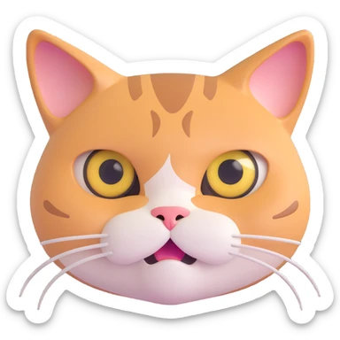 exaggerated eye-rolling cat face, front view, suitable for sticker, transparent background sticker