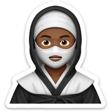All white ninja robe with white mask and dark brown skin color sticker