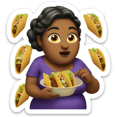 Fat woman eating tacos  sticker