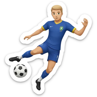 A white guy kicking a soccer ball with a brazil fc shirt on sticker