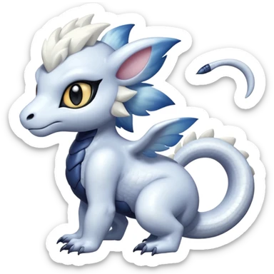 White glossy soft silky furry iridesent Absol-Shinx-Snake-fusion-hybrid, full body sticker