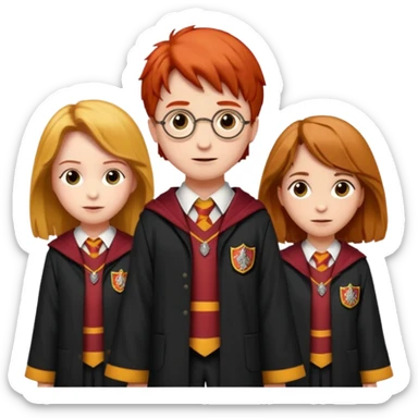 harry potter, ronald weasley and hermione granger in gryfinndor uniform sticker