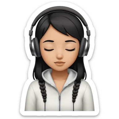 Black hair girl wearing headphones with her eyes close sticker