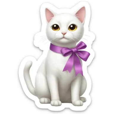 white cat with dress and ribbon sticker