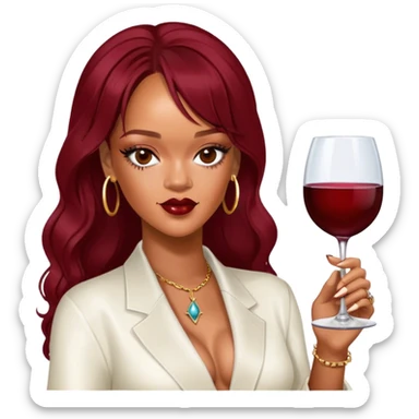 Photo Realistic Rihanna with wine glass sticker