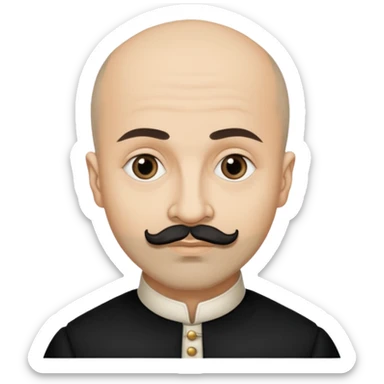 a hand drawn black outline portrait of philosopher Montaigne with similar-sized eyes based a famous portrait of him sticker