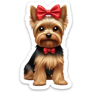 Yorkie face with a red bow on her head sticker