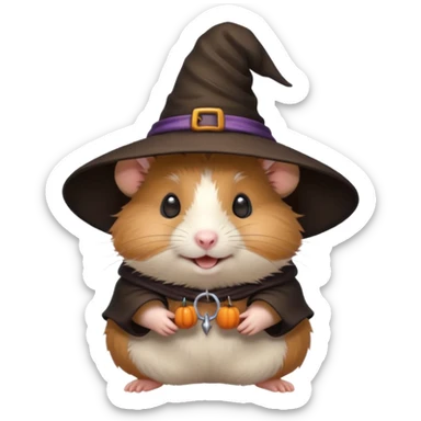 cute hamster wearing a witch hat sticker