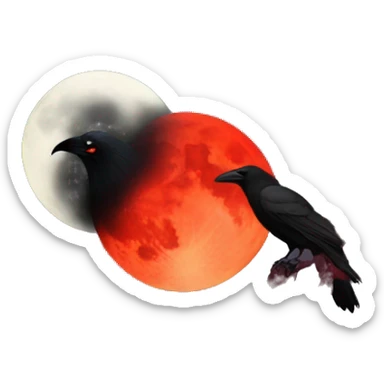 Blood moon with crow in front sticker
