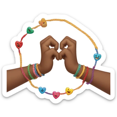 heart hands with friendship bracelets on wrist sticker