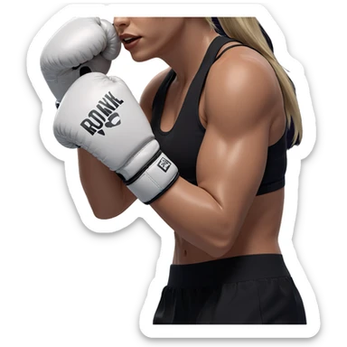 blonde girl in boxing gloves sticker