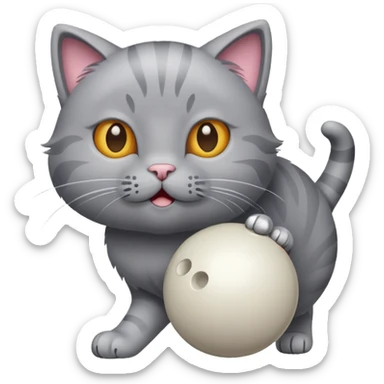 Grey cat bowling sticker