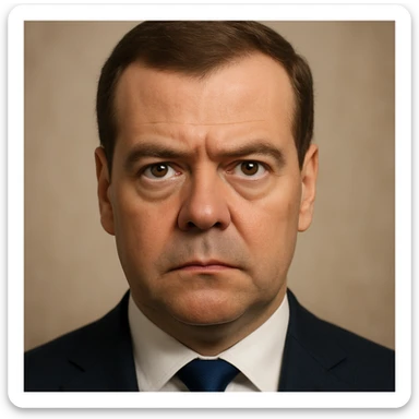 photorealistic, high-quality portrait of Dmitry Medvedev in emoji style, very detailed, serious and focused look sticker