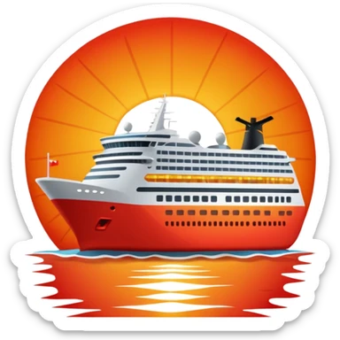 sun setting on a cruise ship sticker
