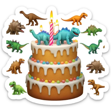 A birthday cake but with dinosaurs instead of candles sticker
