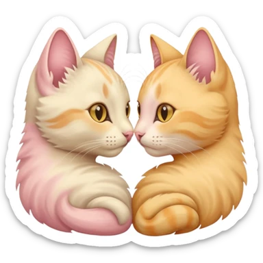 Two cats “nose to nose” + a small heart between them in soft pink, beige and yellow pastel colors sticker