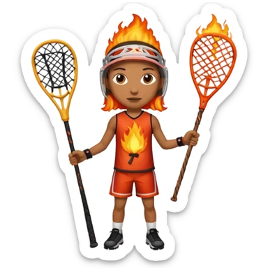 person made of fire holding a lacrosse stick to indicate that the lacrosse athlete is “on fire” sticker