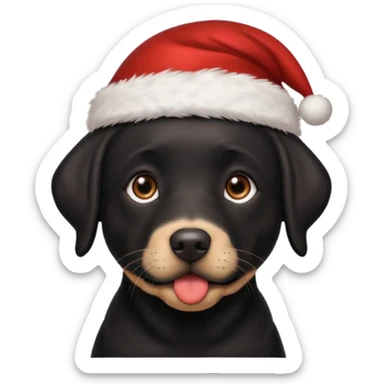 A cute black Labrador, about 2 years old, wearing a Santa hat. (I need English) sticker