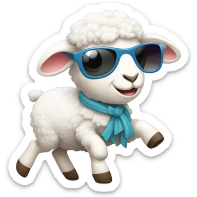Lamb wearing sunglasses dancing with baby  sticker