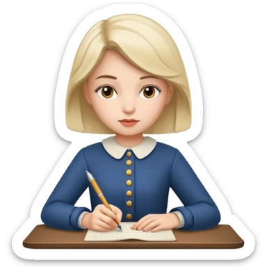 a girl is Writing in a Paper in a vintage outfit sticker