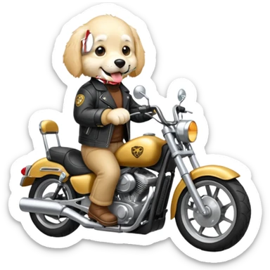 White golden retriever on a motorcycle sticker