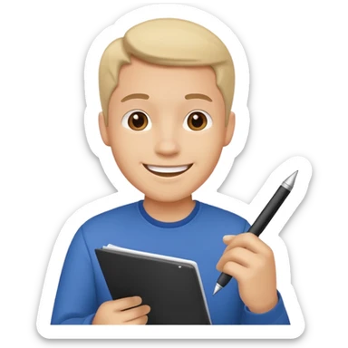 happy man leaving review sticker