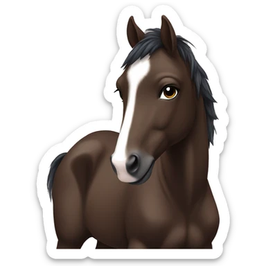 Dark brown foal with dark brown mane and small white marking on forehead sticker
