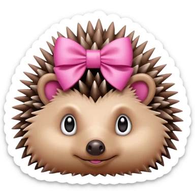 hedgehog with a pink bow sticker