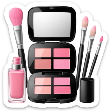 make up set with make up brushes, lip gloss and blush sticker