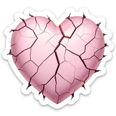 cracked pastel pink heart with light coming from inside sticker