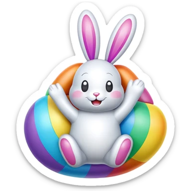 easter rainbow inflatable bouncy bunny sticker
