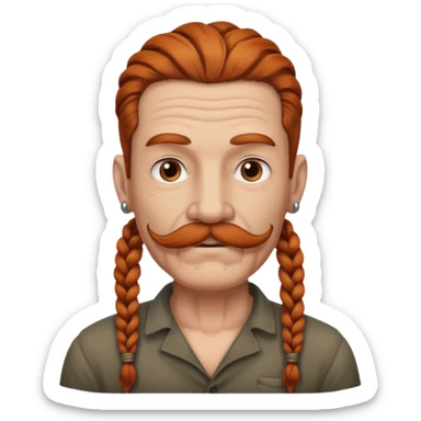 gray color mstache dark ginger braids man very gray mustache old very tattoed with the whitest mustache ever sticker