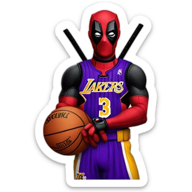 deadpool wearing lakers jersey sticker