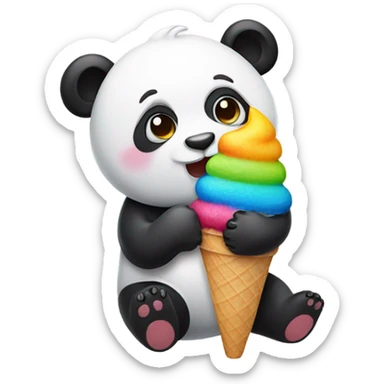 Panda eating ice cream sticker