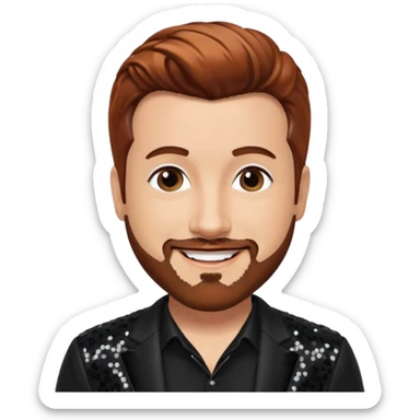 Joey Fatone from 'N Sync with auburn hair, black sequin outfit, light skin sticker