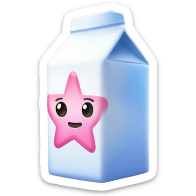 Kawaii neon star glitter milk carton emoji    sticker