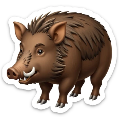 An emoji of a large wild boar, representing hunting in ancient European forests. sticker