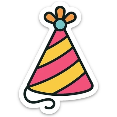 party hat color icon sticker