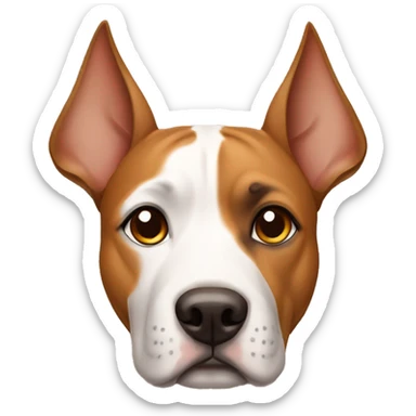 a beautiful dog with brown eyebrows of the Amstaff breed with uncapped ears sticker