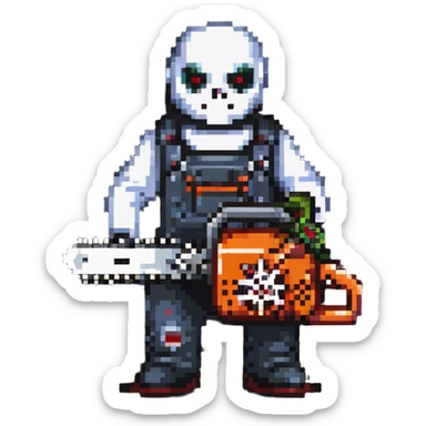 Horror movie character with chainsaw sticker
