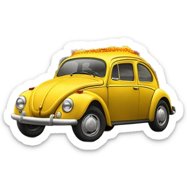Fusca amarelo acelerando e saindo fogo do escapamento  sticker